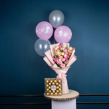 WHIMSICAL WONDERS, Flower Bouquet, Ferrero Rocher, Helium Balloons